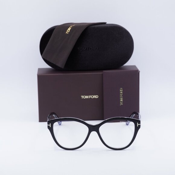 Tom Ford FT5954-B 003 Cat Eye Eyeglasses 54mm - Black/Crystal - Picture 3 of 10